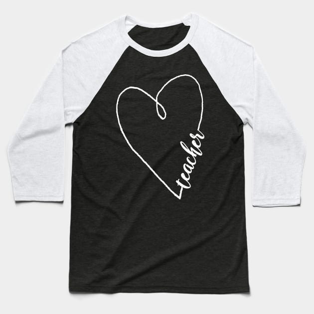 Teacher Shirt Heart Gift Baseball T-Shirt by Alison Cloy